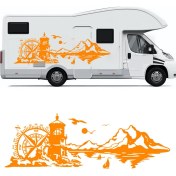 Resim Melek Pazarı Deniz Feneri Manzara, Pusula Doğa Manzarası Kamp Karavan STICKER-S1364 