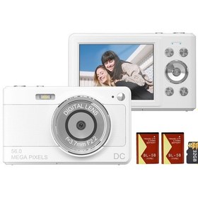 Resim Ximistore9 C15 1080p Dijital Fotoğraf Makinesi, 56mp, 8x Zoom, Otomatik Odaklama, 32gb Hafıza Kartı, Fildişi Beyaz 