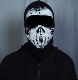 Resim Motosiklet Maskesi için Kafatası Hayalet Maskesi Siyah 