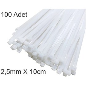 Resim Beyaz Plastik Cırt Kelepçe 2.5x10cm Kablo Bağı Elektrik Kablosu 1 