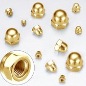 Resim Mekanik Ekipmanlar, Elektronik Ekipmanlar, Mobilya Dekorasyonu için Uygun, Altın Renkli Altıgen Dekoratif Kap Nut, Çoklu Boyutlar M3-M8, Bakır Altıgen Kap Nut 