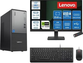 Resim Lenovo Thinkcentre Neo 50T Gen 5 Intel® Core™ İ7-14700 24GB Ddr5 4tb SSD 4GB/GT1030 Freedos +23.8 Monitör Mini Tower Masaüstü Bilgisayar 2312UD001UTR21F10+ZETTAUSBBELLEK 