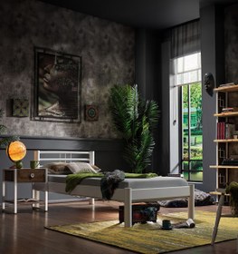 Resim Unimet Asos-s Tek Kişilik Ferforje Metal Karyola-beyaz (AHŞAP LATALI) 