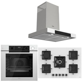 Resim Ferre QEP64CB + SS036 + D101 Steam Plus 75 Serisi 3'Lü Cam Ankastre Set 