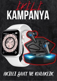 Resim GÜMÜŞTEKNO Watch7 Serisi Akıllı Saat ve K55 Bluetooh Kulaklık Premium Set IPhone13 Uyumlu 