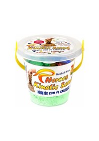 Resim Heroes Kinetik Kum Kovalı Set 6 Renk Seçenekli 1 Kg + 6 Parça Oyun Kalıbı Yeşil 