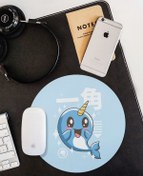 Resim WuW Kawaii Unicorn Yunus Balığı Yuvarlak Mouse Pad 