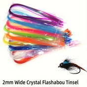 Resim 1/9 Paket 2Mm Kristal Flashabou Tinsel Düz Mylar Tinsel Nymph Streamer Pike Steelhead Copper John Scud Alabalık Deniz Olta Takımları Olta Takı Malzemesi için 