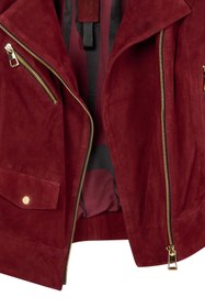 Resim Ibiza Kadın Bordo Biker Süet Deri Ceket - Bordo / L 