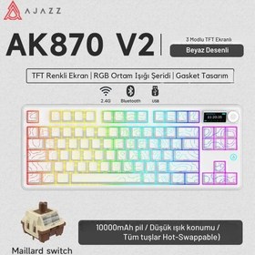 Resim Ak870 V2 Desenli 3 Modlu Tft Ekranlı Mekanik Klavye - 10.000 Mah Batarya 