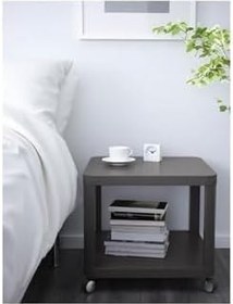 Resim IKEA Tekerlekli Yan Sehpa, Gri Renk MeridyenDukkan 50x50 Cm Ev Dekorasyonu Mobilya 