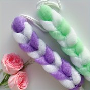 Resim Uzun Germe Arka Sünger, Arka Temizleyici Banyo Duş Ağ Süngeri, Peeling Vücut Scrub Germe Süngeri, Erkekler ve Kadınlar için Örülmüş Lofa 