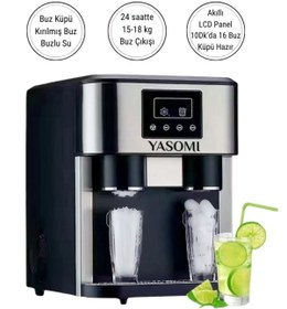 Resim Yasomi Coolmaster ZBS15 3in1 Küp & Kırılmış Buz, Soğuk Su LCD Dokunmatik 2l Tanklı Buz Makinesi 