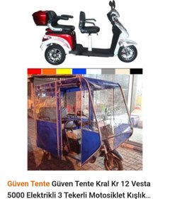 Resim Kral Güven Tente Kral Kr 12 Vesta 5000 Elektrikli 3 Tekerli Motosiklet Kışlık Tente 