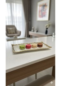 Resim Julıet Dikd. Servis Tabağı 30x15 Cm Beyaz - Altın 