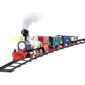 Resim PopŞeker 412cm. Uzunluğunda Raylar Üzerinde Macera Başlasın: Sesli Ve Işıklı 16 Parça Klasik Tren Seti 