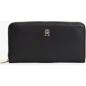 Resim Tommy Hilfiger Th Icon Büyük Boy Fermuarlı Kadın Siyah Cüzdan Aw0aw17744bds Siyah 