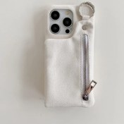 Resim Elmpaly İphone 13 Beyaz Kot Desenli Kartlık, Bozuk Para Cüzdanı Ve Telefon Kılıfı 