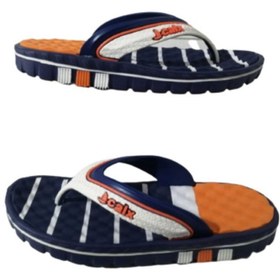 Resim Calx Ca9132-010 Erkek Lacivert Turuncu Parmak Arası Plaj Günlük Yürüyüş Terlik 