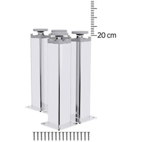 Resim Metal Mobilya Ayağı 20 Cm Ayna Krom 4 Lü Set 40x40 Kare Profil Tv Ünitesi Koltuk Yükseltici Ayna Krom 20 Cm 