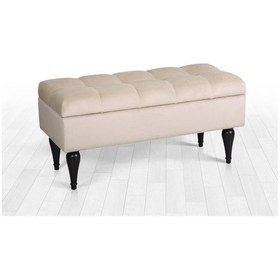 Resim Lorencehome Balloon Sandıklı Puf - Krem 