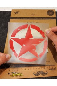 Resim Bay Etiket Ars14 Eskitilmis Desenli Asker Yildizi Mat Kirmizi - Orta Boy 