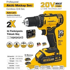 Resim Sgs Plus SGS5249 Plastik Kutulu 20 Volt / 1.5 A Akülü Darbesiz Matkap 