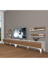 Resim Decoraktiv Eko 360r Mdf Silver Tv Ünitesi Tv Sehpası Beyaz - Ceviz 