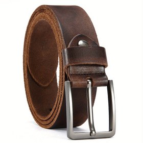 Resim Erkekler İçin Gerçek Deri Günlük Kemer - El Yapımı Sığır Derisi, Vintage Alaşımlı Kare Toka, Kot ve Günlük Kıyafetler İçin Ayarlanabilir - Baba, Sevgililer Günü veya Babalar Günü İçin Mükemmel Hediye, Resmi Aksesuar, Cadılar Bayramı, Noel Şık Aksesuar 