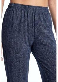 Resim Akbeniz Kadın Lacivert Büyük Beden Cepli Pijama Altı 