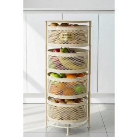 Resim Orvila 4 Katlı Tekerlekli Tepsili Metal Sebzelik Açılır Patates Soğan Meyvelik Sepeti Raf 