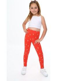 Resim Toontoy Kids Toontoy Kız Çocuk Tavşan Baskılı Tayt Nar Çiçeği 