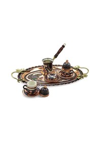 Resim Lüx Gül Çiçek Bakır 2 Li Kahve Takımı 