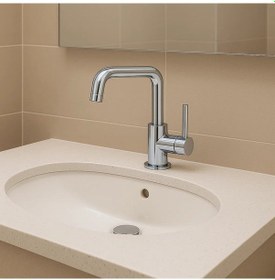 Resim Sardıcı Musluğu Çift Su Girişli Lavabo Bataryası Pirinç Krom 