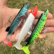 Resim 3 Adet Çok Renkli Yumuşak Balıkçılık Yemleri | 11cm/23g Kurşun ve Silikon Yemler Paslanmaz Çelik Kanca ile | Gerçekçi Tasarım, Yansıtıcı Gözler & Üçlü Kancalar | Tatlısu ve Tuzlu Su Balıkçılığı için İdeal 