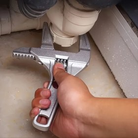 Resim Kompakt Boyut, Mini Ayarlanabilir Banyo Anahtarı - Güçlü Tutuş, Geniş Açılış, Banyo Tamirleri için Çok Fonksiyonlu Alüminyum Anahtar 