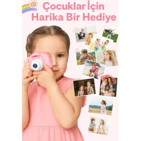 Resim Çocuklar Için Çift Kameralı Renkli Dijital Fotoğraf Makinesi - Video, Oyun ve Fotoğraf Özellikli 