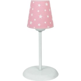 Resim Şenay Aydınlatma Çocuk Odası Konik Kumaş Küçük Abajur-Pembe Beyaz Yıldız 