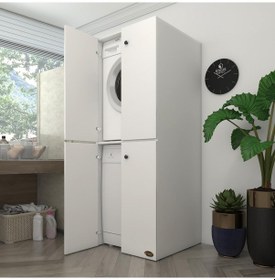 Resim Kenzlife Çamaşır-Bulaşık Makinesi Dolabı Kapaklı Roksanamdf Byz 180 70 60 % 100 Mdf Full Mdf Banyo Çift Katlı Arkalıksız Çok Renkli 