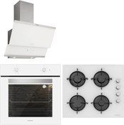 Resim Silverline Beyaz Cam Ankastre Set Bo6501W01 - Cs5349W01 - 3420 