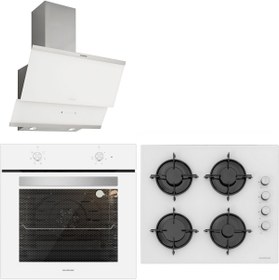 Resim Silverline Beyaz Cam Ankastre Set Bo6501W01 - Cs5349W01 - 3420 