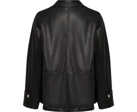 Resim Derimod Fancy Kadın Siyah Devrik Yaka Oversize Deri Mont 25WGD5625U4 