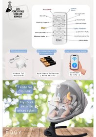 Resim Kiwi Eggyone Elektrikli Otomatik Sallanan Bebek Ana Kucağı, 5 Farklı Sallanma Hızı, Oyuncaklı- Snow 