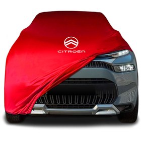 Resim ULTRASHOP CİTROEN C3 AİRCROSS (2017 - ) Kırmızı Kumaş Araba Branda Logolu Kumaş Araba Brandası Penye Branda 