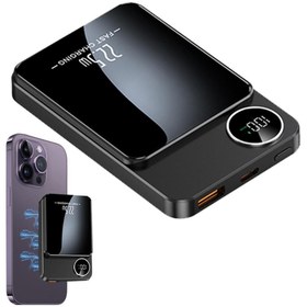 Resim Fogy 10.000 mAh Dijital Göstergeli 22.5W PD Hızlı Şarj ve 15W Kablosuz Şarjlı Mini Powerbank - Black 