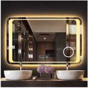 Resim GLOBAL LED MIRROR 80x120 cm Makyaj Aynalı Dokunmatik Tuşlu Buğu Yapmayan Ledli Banyo Aynası 