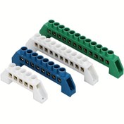 Resim Mavi Yeşil Beyaz 1 adet Vida Pirinç Din Ray Terminalleri Bloğu Yer ve Nötr Bloklar 4Pin 5Pin 6Pin 8Pin 10PIN 12PIN 