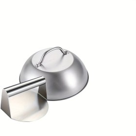 Resim 1 Adet 6 İnç/2 Set, Burger Basma Aracı Seti, Pot Melt Melting Kapak, 6 İnç Mini Sürüm, 15 Cm Kalınlığında Katı Burger, Isıya Dayanıklı Sap, Baharat ve Tuz Şişesi, Barbecue Spatula, BBQ Basma Aracı, Bacon Basma Aracı, Bacon, Et Basma Makinesi, Şeker Makinesi, Et Barbecue 