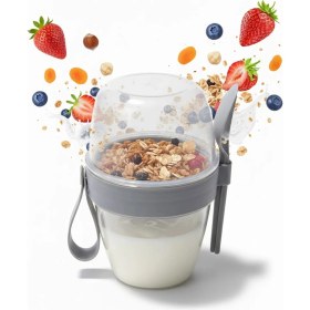 Resim Corcoz Pratik Kaşık Çatallı Müsli Yoğurt Yulaf Salata ve Atıştırma Kabı 600 ml CZ114 
