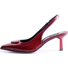 Resim Vişne Sivri Burun Topuklu Slingback 24020-vişne Bordo 